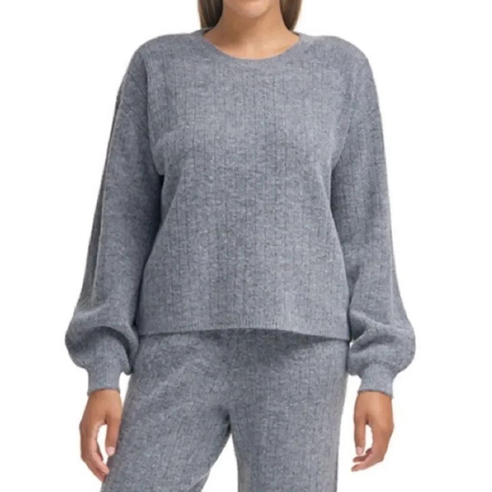 DKNY Classic Crewneck Cashmere Blend Sweater Heather Gray Size XL New